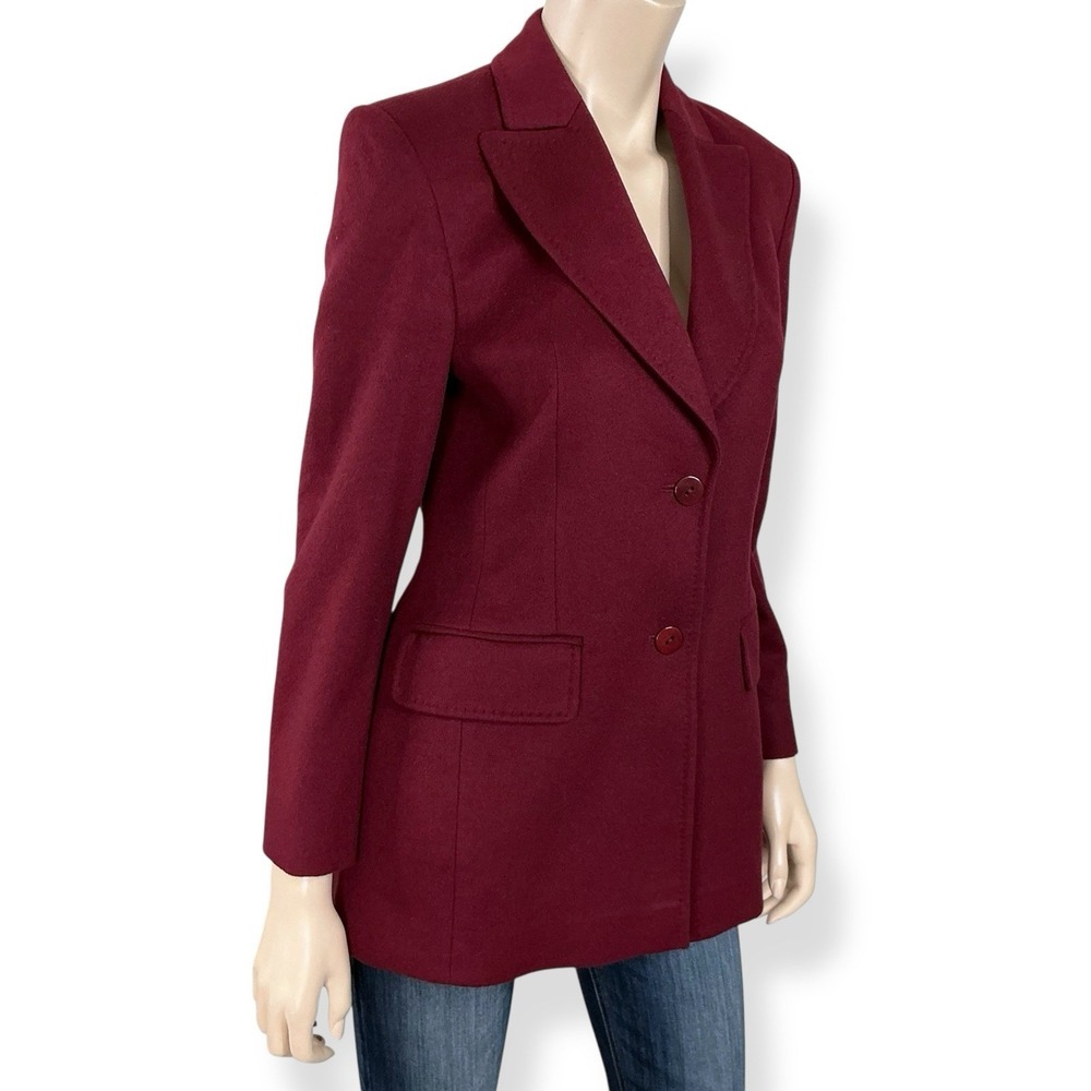 Saks Fifth Ave Cashmere Collection Blazer Jacket Coat Burgundy Germany Size 4 - Picture 3 of 16